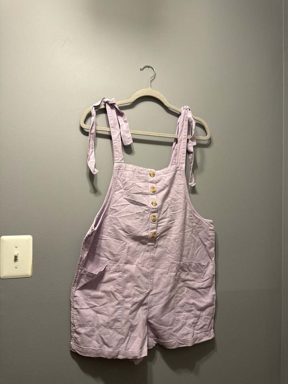 O'Neill Women's Saltwater Solid Cotton Linen Lavender Romper Overalls